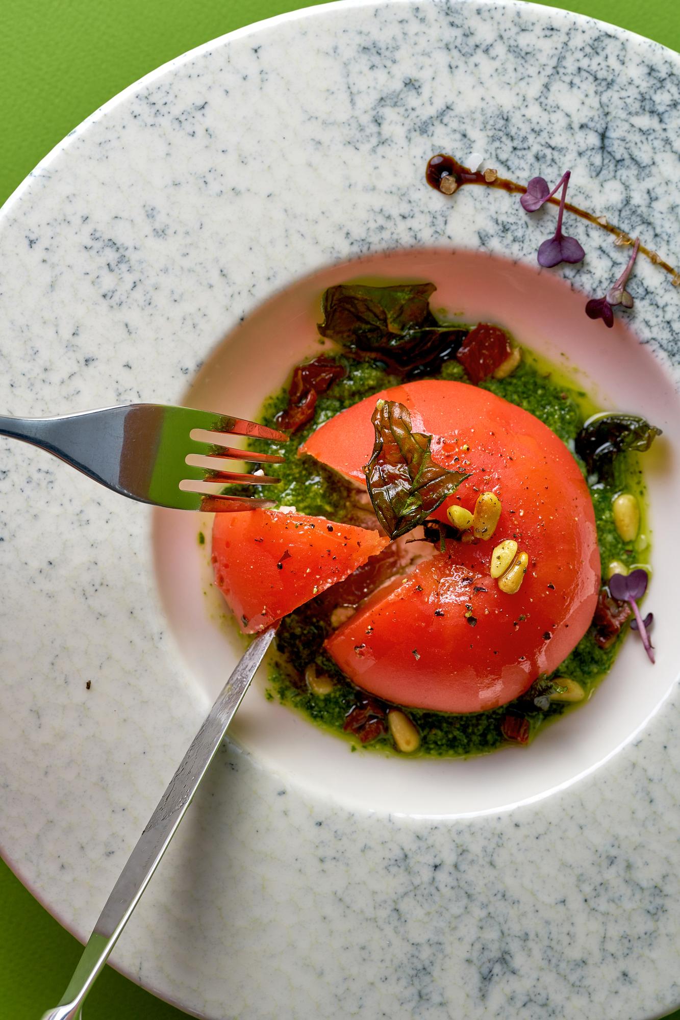 Close-up of plated seasonal dish